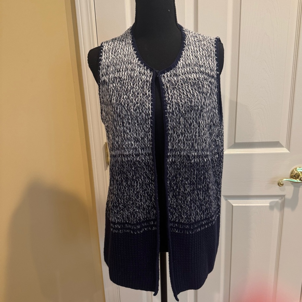 Chico’s Navy and White Women's Sweater Vest, Size 1